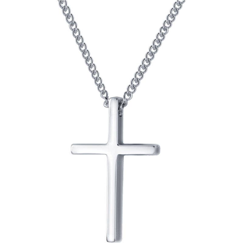 Dainty Jesus Cross Charm Pendant Necklace in 925 Sterling Silver