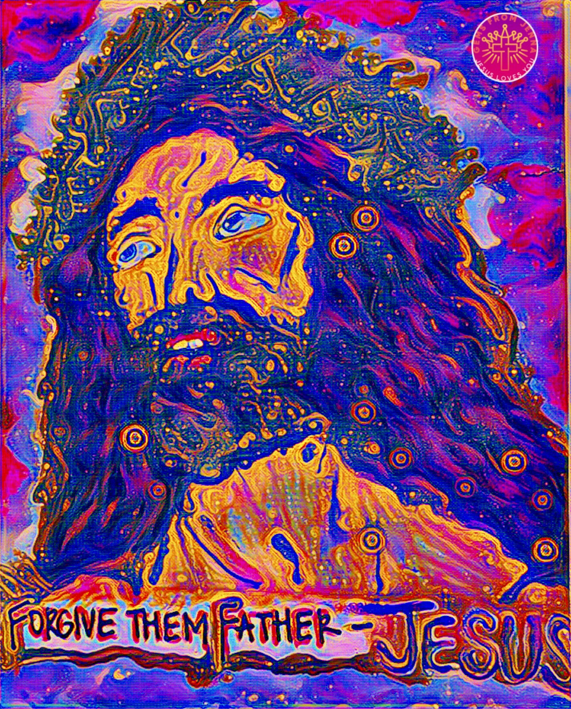 Abstract Jesus Portrait Forgive them Father - Free JPG Download + Printable