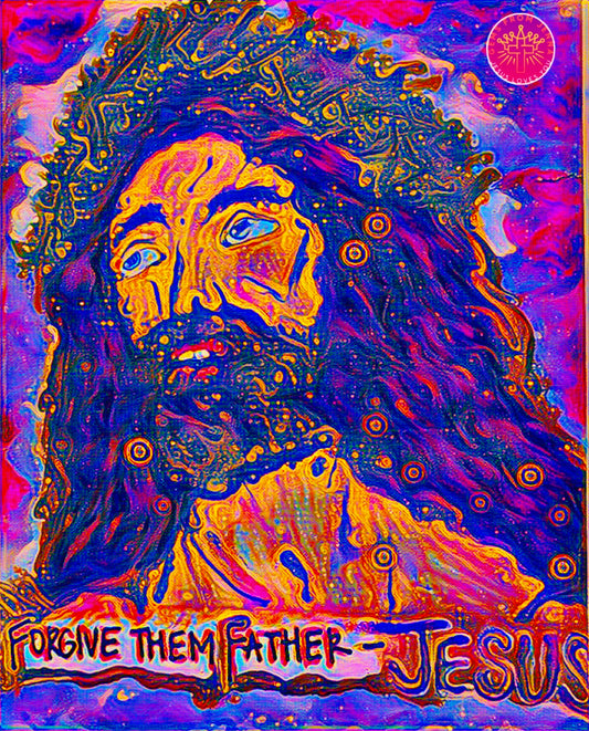 Abstract Jesus Portrait Forgive them Father - Free JPG Download + Printable